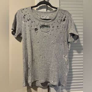 Chaser Tshirt- splatter paint and torn - size small